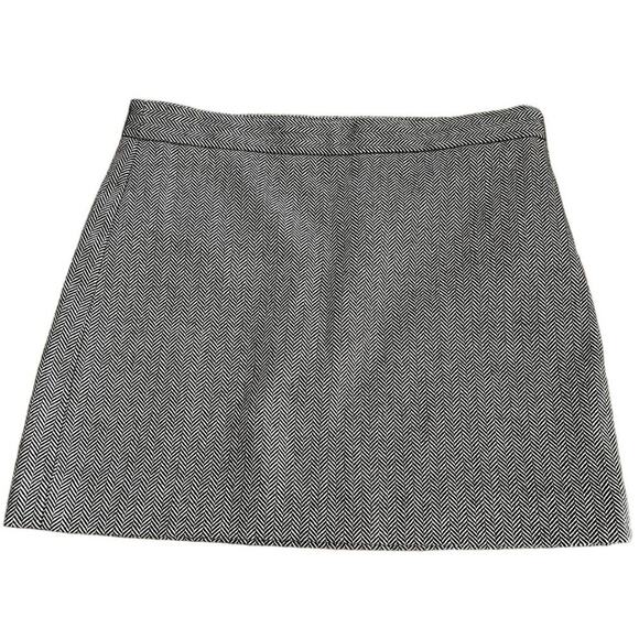 Gap Women's White & Black Herringbone Wool Blend Mini Skirt Size 8 - Picture 1 of 6